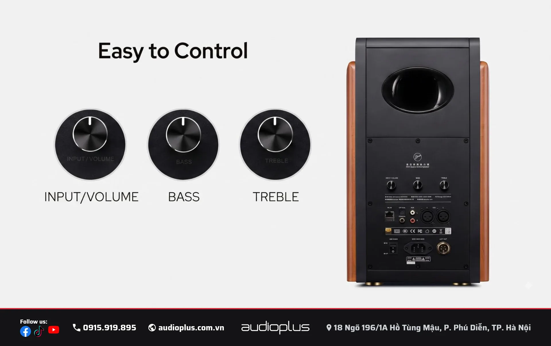 Num chinh nguon phat, bass va treble tren SWAN M300MKII