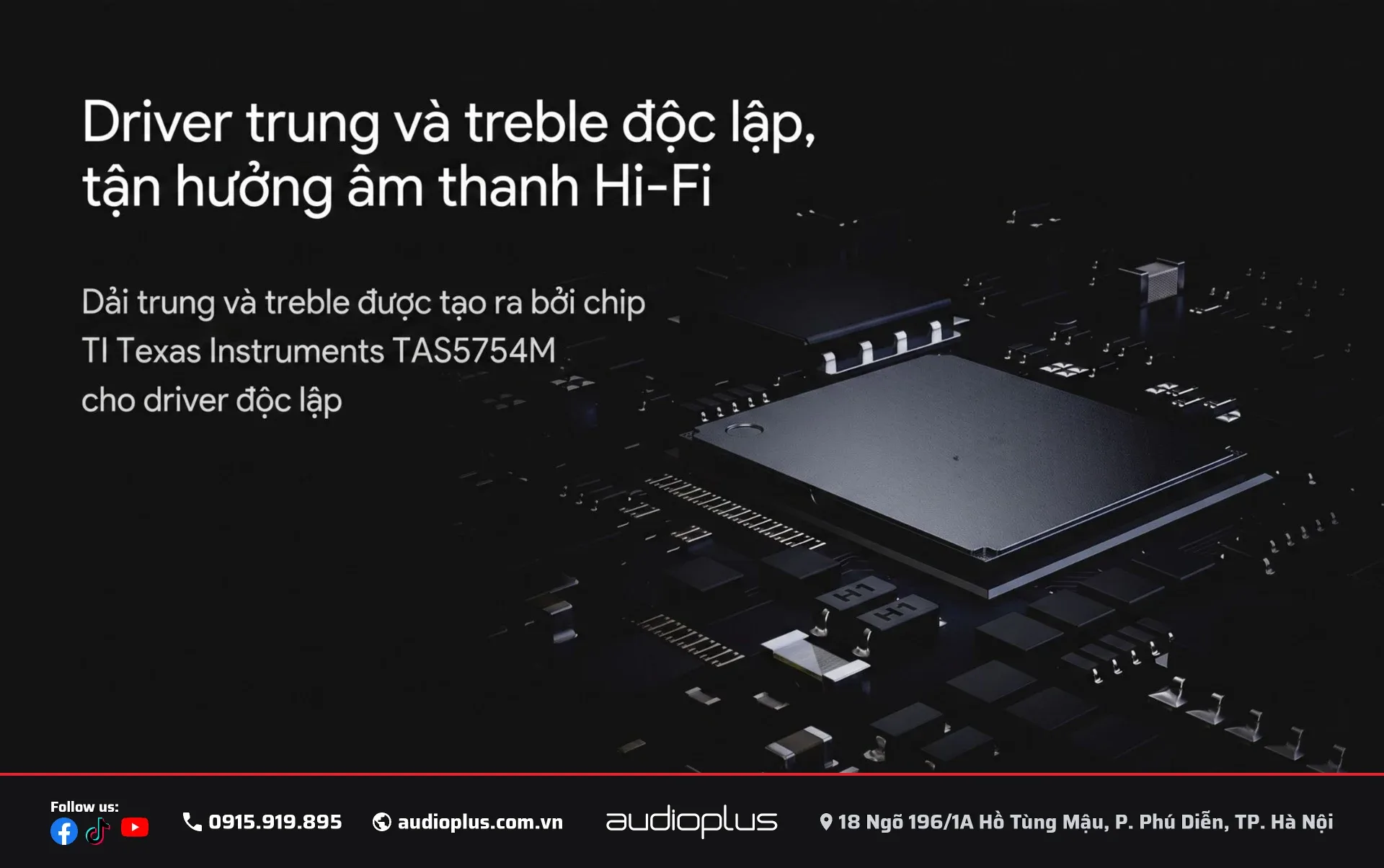 Dai trung va treble co kenh khuech dai rieng tren SWAN M300MKII (chip TI TAS5754M)