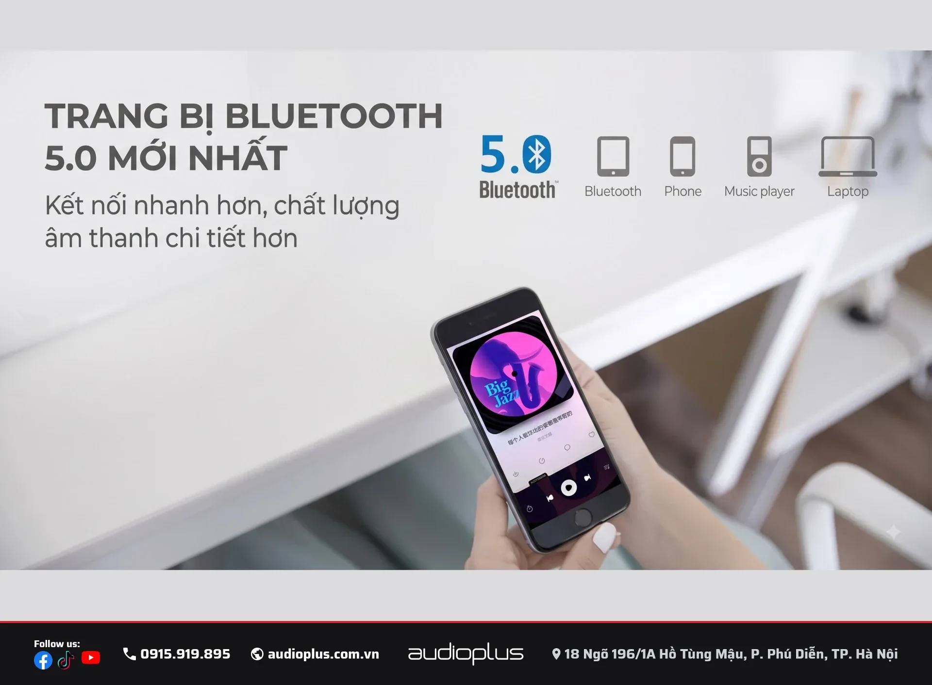 SWAN D1100 kết nối Bluetooth 5.0 với điện thoại