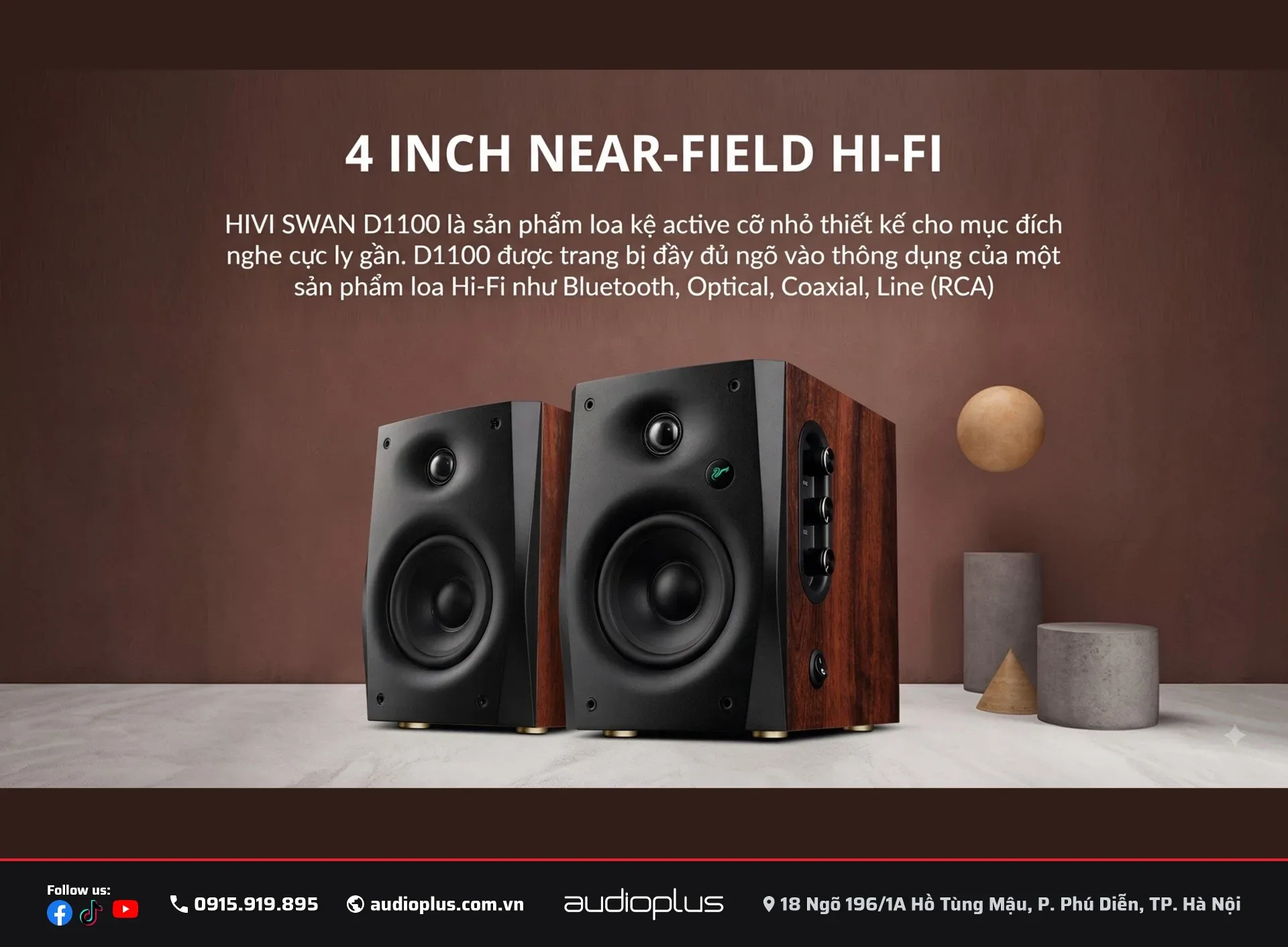 SWAN D1100 - loa kệ active 4 inch near-field Hi-Fi