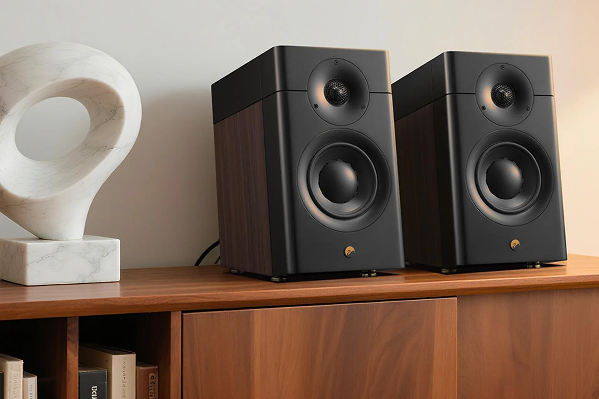 SWAN M200 NEO màu Nâu đặt trên kệ tủ phòng khách