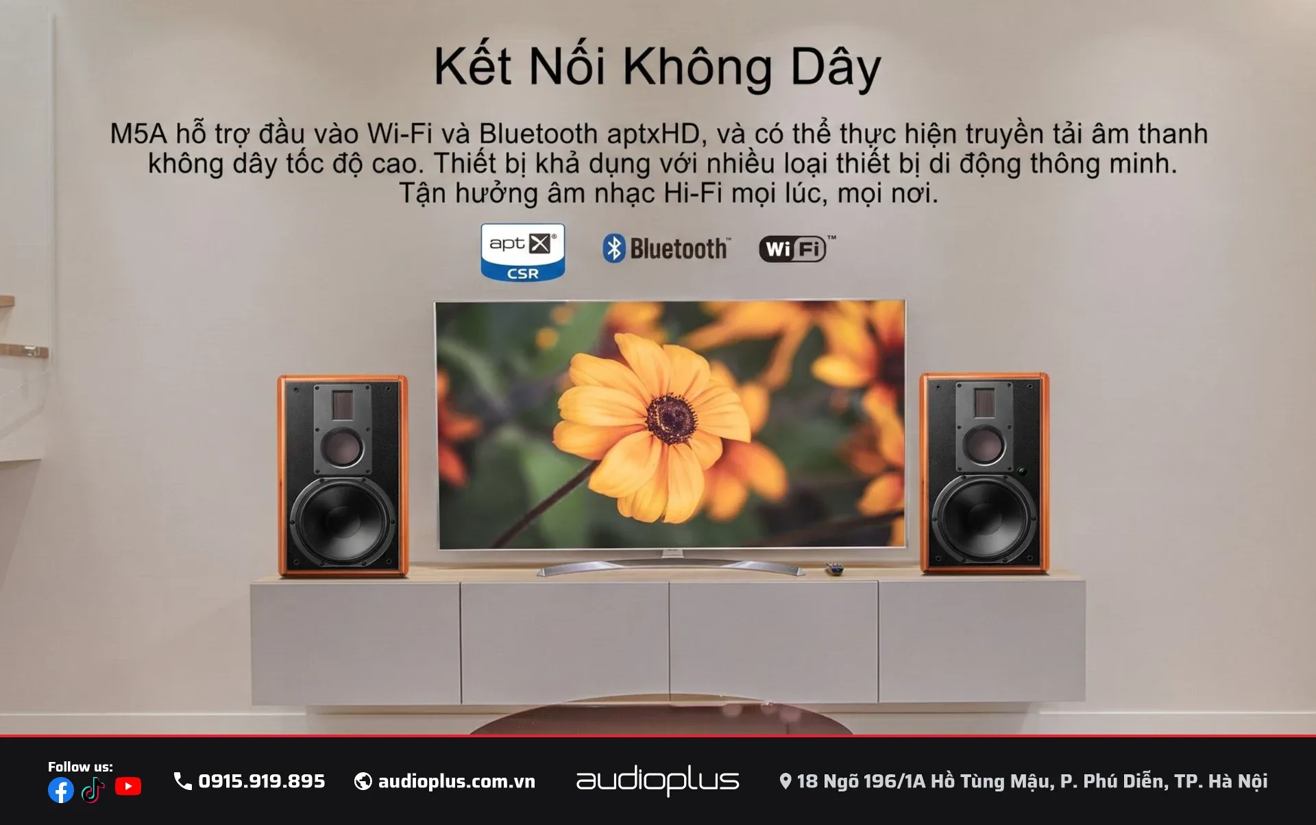 SWAN M5A ket noi Wi-Fi phat nhac khong day chat luong cao
