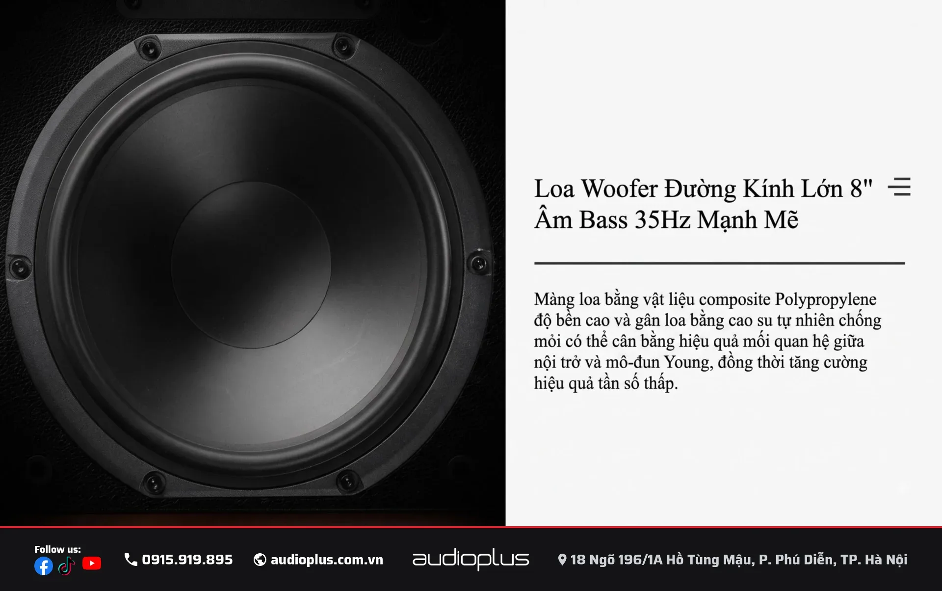 Woofer 8 inch polypropylene composite cua SWAN M5A